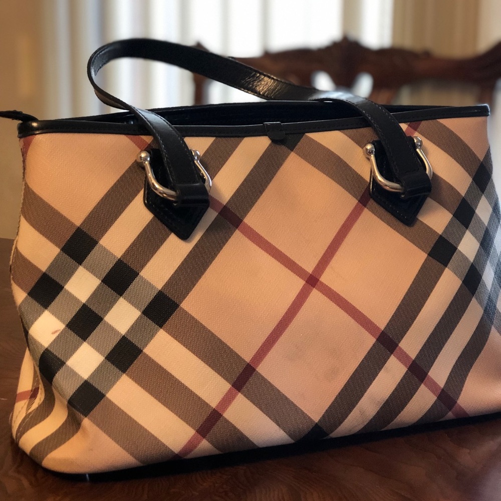 REAL Burberry print tote bag
